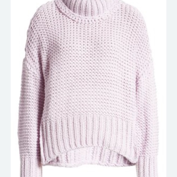 Free People Cotton Blend Chunky Knit Sweater Mock Neck Size XS oversized. - Picture 3 of 8